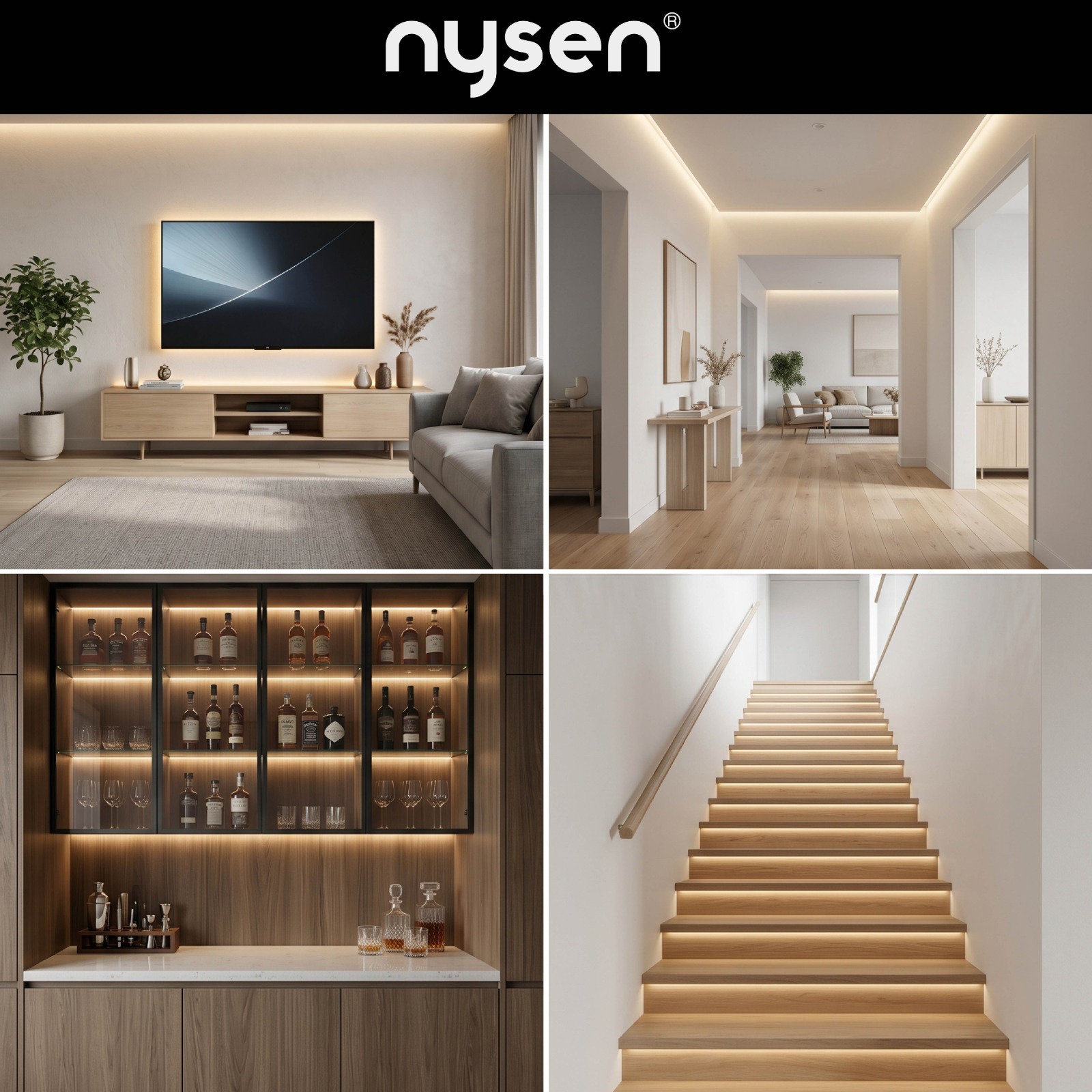 LED strip lights used for living rooms, corridors, wine cabinets and stairs